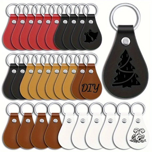 10pcs PU Leather Key Fob Blanks Kit for Custom Keychains