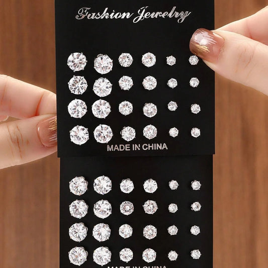 Zirconia stud earrings gift set for everyday elegance