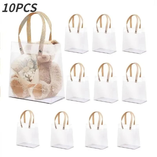 Clear Frosted Tote Gift Bag: Eco-friendly 10-Pack Gift Set