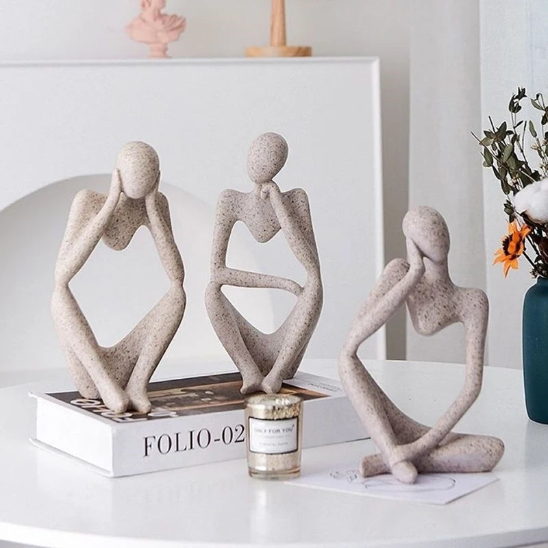 Scandinavian Abstract Art Figures: Serene Resin Ornaments
