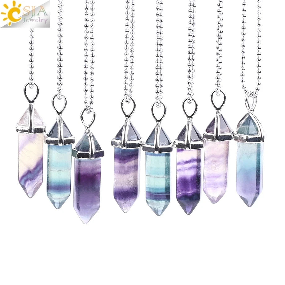 CSJA Fluorite Crystals Necklace: Everyday Shine