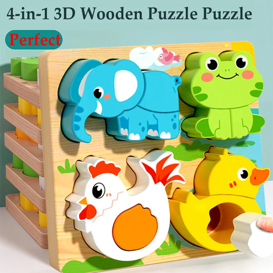 4-in-1 wooden puzzle for kids: a cozy learning toy today