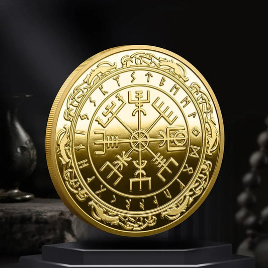 Nordic Viking Coin Guidepost Compass Commemorative Coins