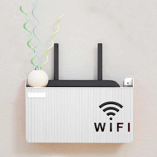 Router storage rack for wall mounted TV set-top boxes