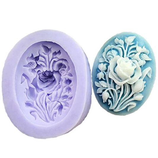 Ellipse Carved Silica Gel Soap Mold for Mini Crafts