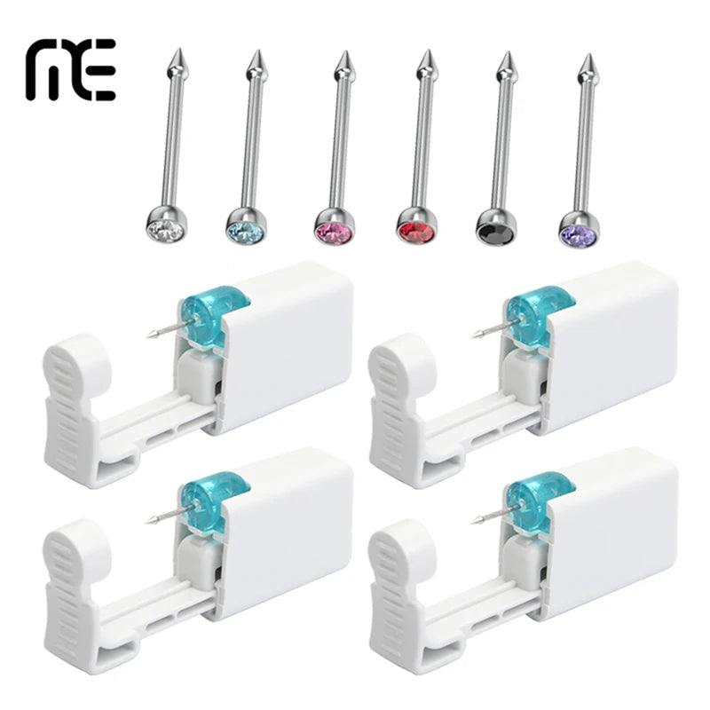 Self hypoallergenic nose piercing kit for at home use