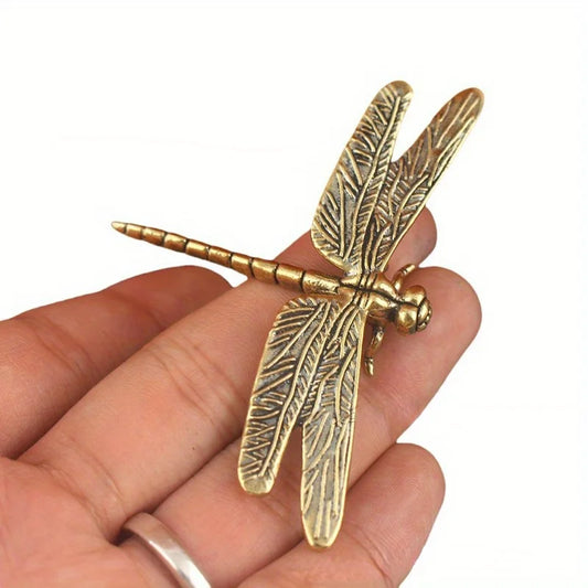 Vintage Brass Dragonfly Figurine for Home and Desk Decor
