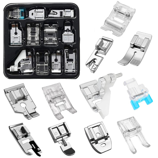 11 PCS Sewing Machine Presser Foot Set For Singer Brother Babylock Janome Snap On Low Shank...