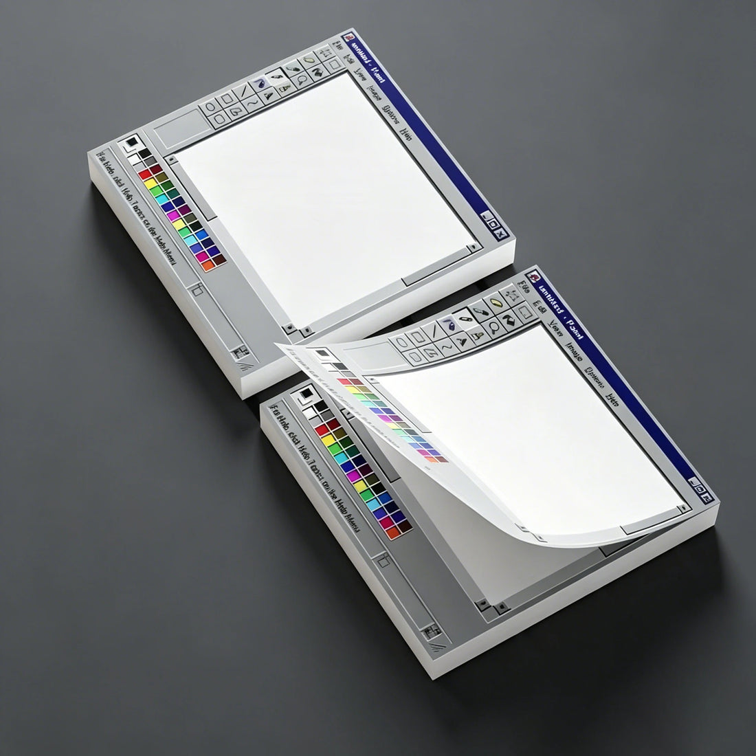 Vintage Computer Drawing Sticky Notes for Creative Planning