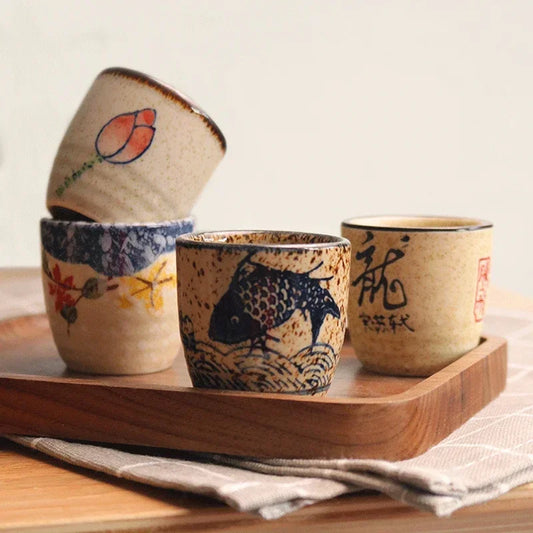 50ml Japanese-style Ceramic Antique White Wine Cup Sake Set