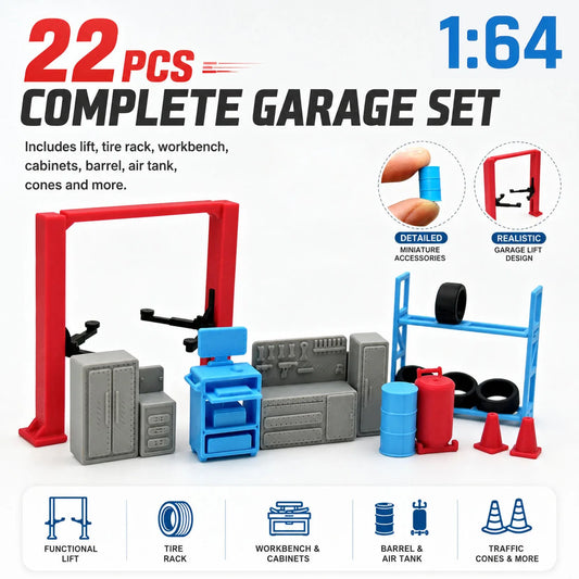 1/64 Scale Garage Diorama for Tiny Desk Workshop Display