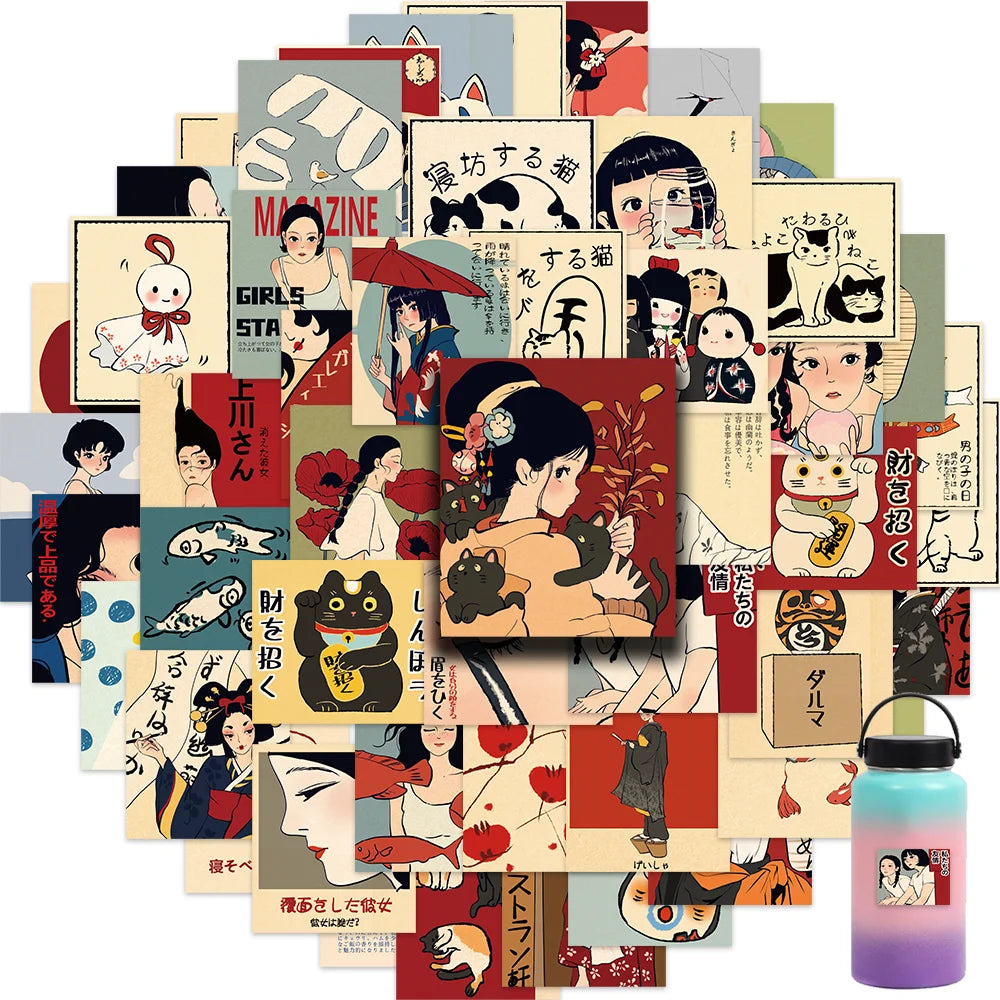 Vintage Japanese Anime Scrapbook Stickers for DIY Projects