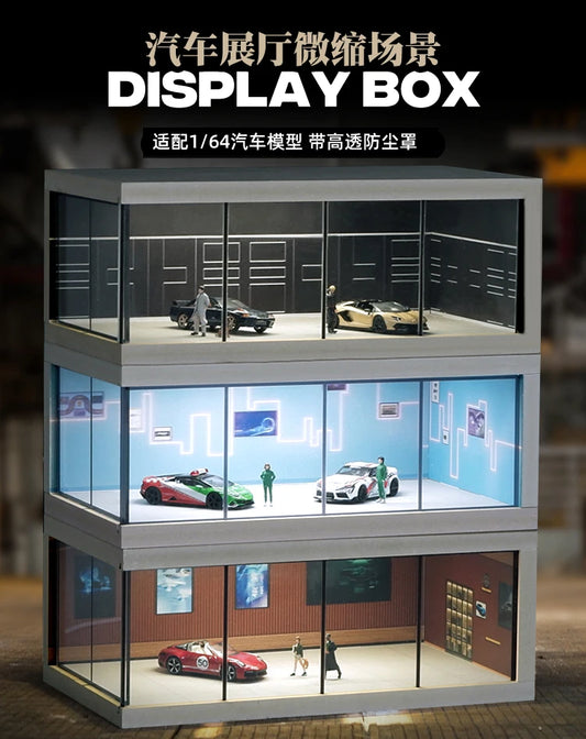 1/64 Car Showroom Diorama Display Case for Model Cars