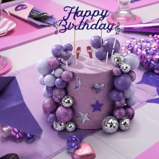 Complete K-Pop Party Cake Topper: Purple Disco Ball Fun