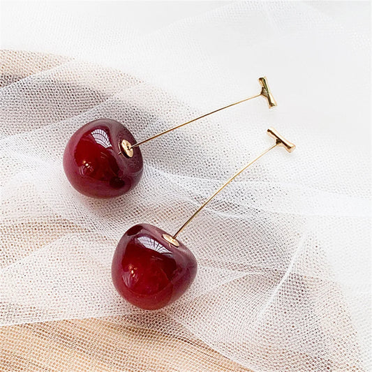 Cute Cherry Earrings: Acrylic Resin Dangle Jewelry for Women