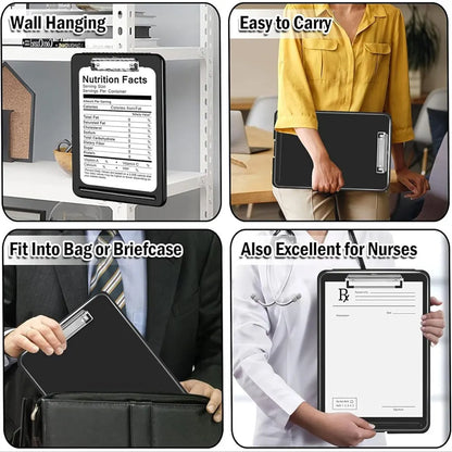 Black Plastic Writing Board - With Storage Box, Slim Design, Suitable for Home and Office, Memo Clipboard