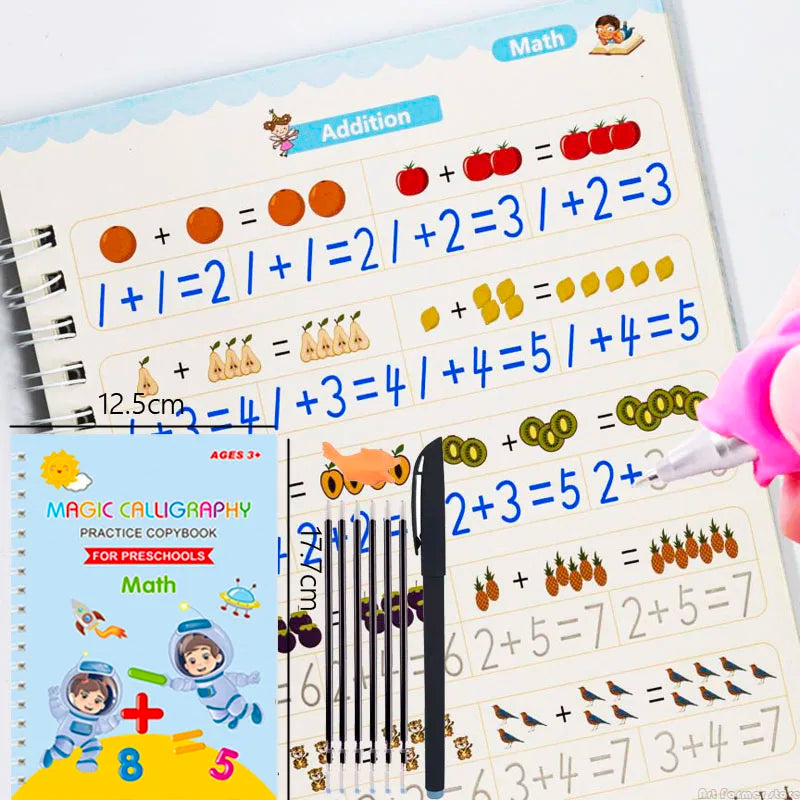 New Reusable Learning Math English 3D Calligraphy Book Drawing Copybook Numbers Education for Kids Letter Practice Toy Gifts 