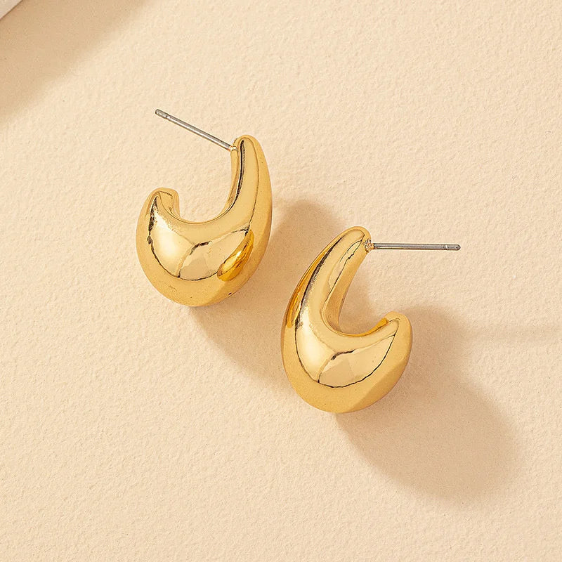 Vintage Chunky Dome Drop Earrings For Women Gold Plated Stainless Steel Thick Teardrop Earring Statement Wedding Jewelry Gift