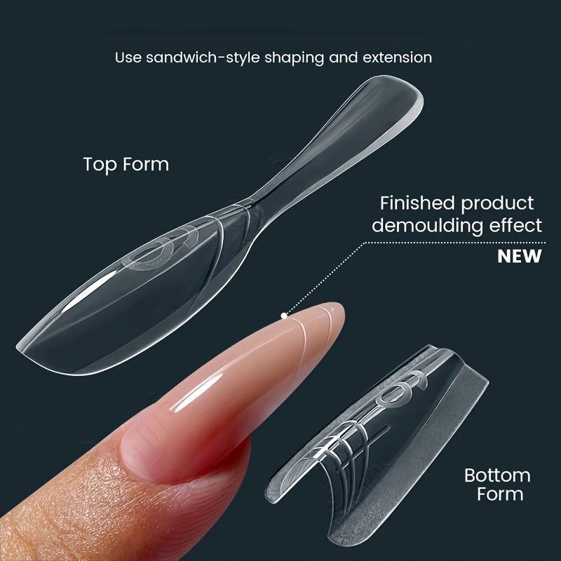 240 Pieces of Dual-Form Nail Forms - Nail Molds, Can Quickly Extend Nails, No Paper Forms Needed, 15 Sizes of Plastic Forms, 