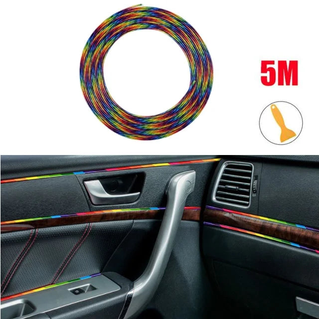 Car Interior Decoration Line Trim Door Center Console Gap Instrument Panel Decorative Line Chrome Glitter Modification Suppli