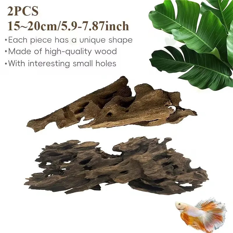 Shrimp Wood Aquarium Decor, Driftwood Water Feature Ornamental Accessories for Fish Tanks with Natural Holes Suitable for Shr