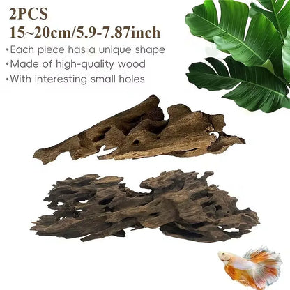 Shrimp Wood Aquarium Decor, Driftwood Water Feature Ornamental Accessories for Fish Tanks with Natural Holes Suitable for Shr