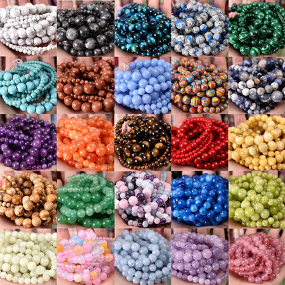 Natural Stone Beads Lava Jaspers Tiger Eye Quartz Agates Round Loose Beads for Jewelry Making DIY Bracelet Accessories 4-12MM