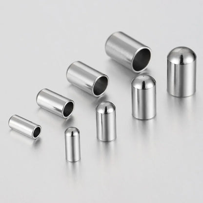 20pcs Stainless Steel End Caps Bracelet Necklace Fastener Round Caps Leather Cord Crimp Caps Accessories for Jewelry Making D