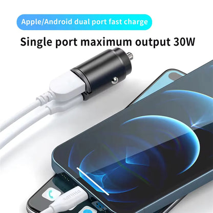 100W/200W QC3.0 PD Mini Car Charger 12-24V Lighter Fast Charging Car USB Type C Charger for Xiaomi Samsung Huawei iPhone Powe