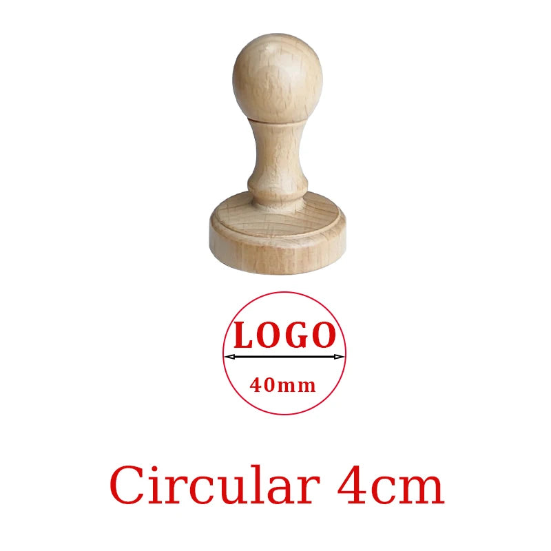 LOGO Custom Wooden Rubber Stamp Personalized Name Stamp Business Logo Customization for Office Craft DIY | Free Design - Circ