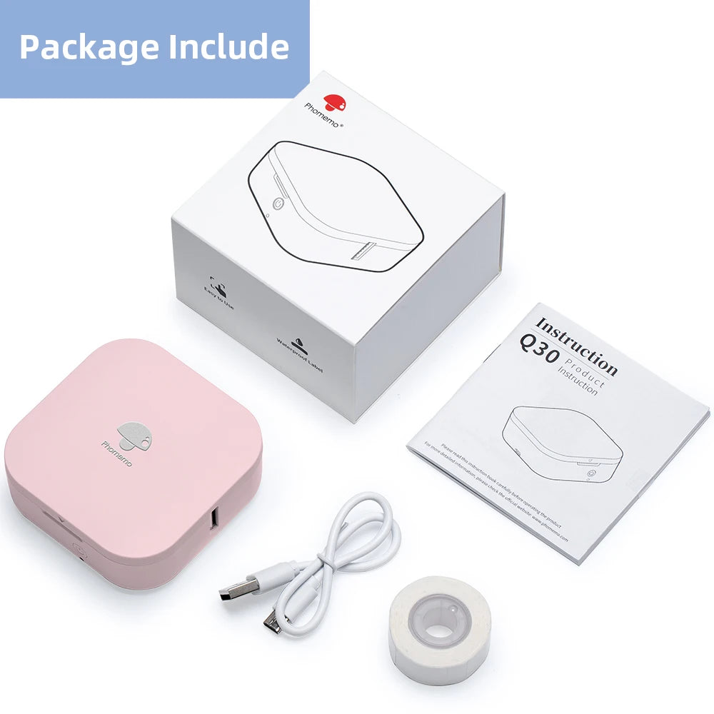 Phomemo Q30 Label Printer Mini Printer Pocket Thermal Label Maker Wireless Sticker Pocket Portable Printer Various Label Pape