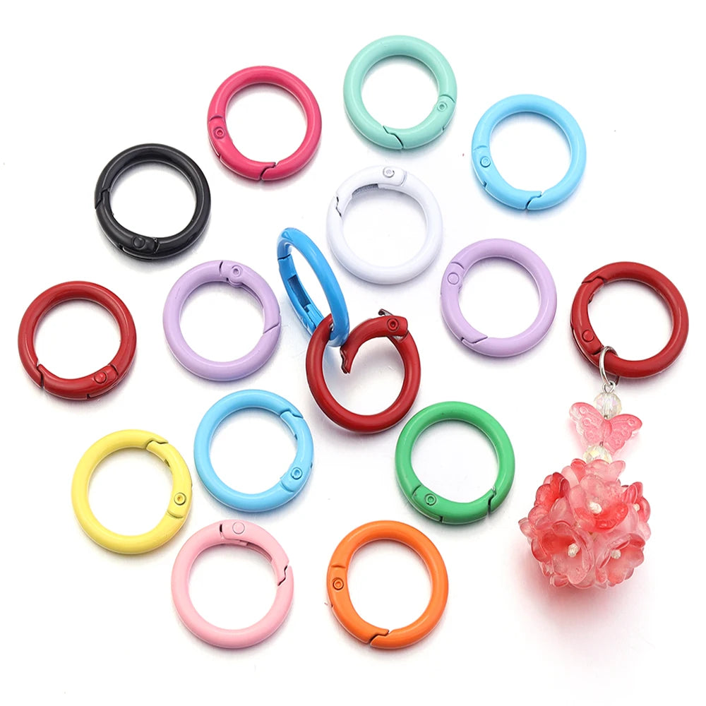 5-10pcs/lot Colorful Spring Clasps Openable Round Carabiner Keychain Bag Clips Hook Dog Chain Buckles Connector For DIY Jewel