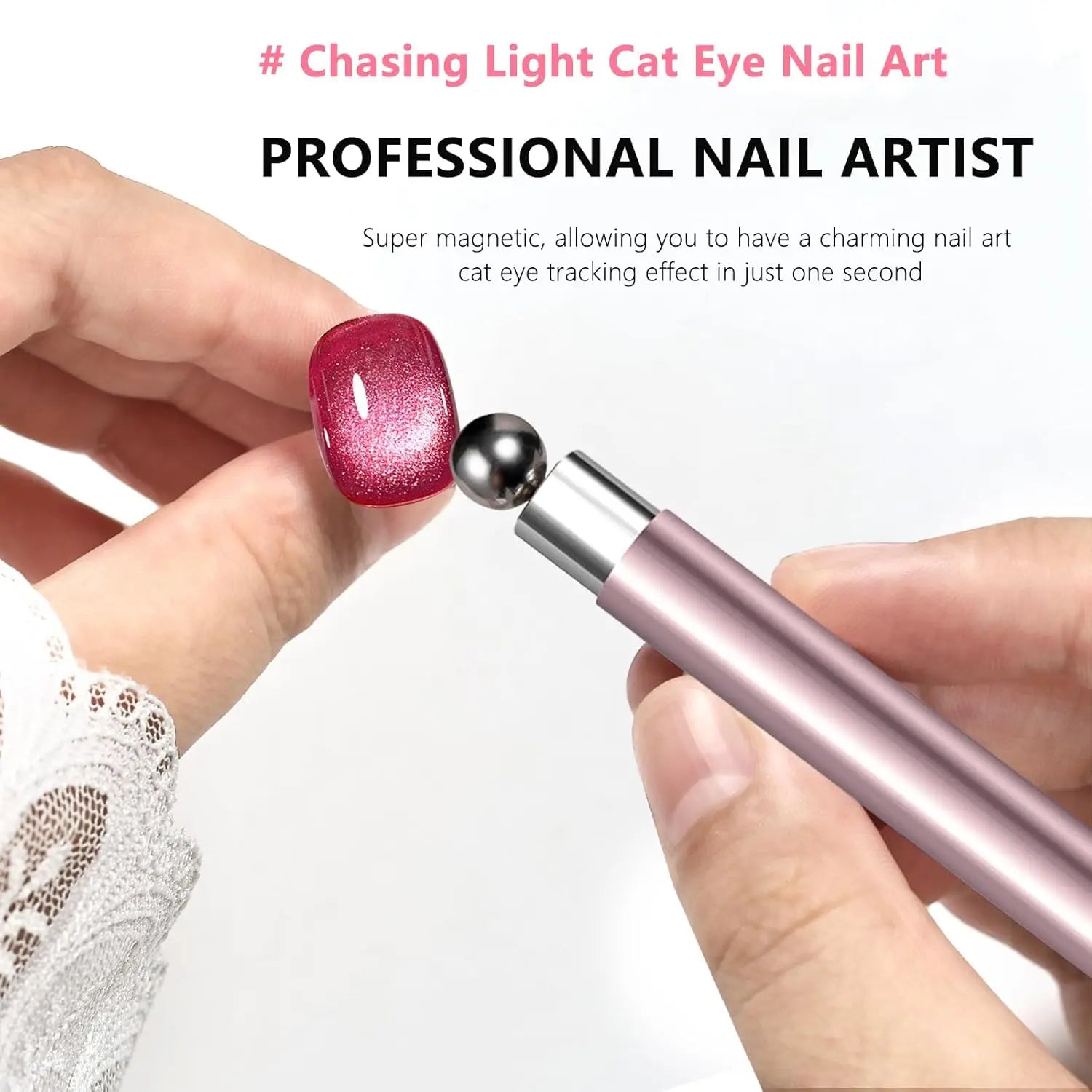 1/2Pcs Nail Cat Eye Magnetic Ball With Nail Magnetic Stick Tool Set Double-head Strong Magnet Pen 3D Cat Eye Gel Nail Supplie