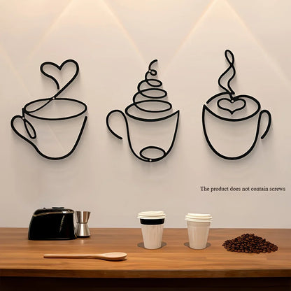 1/3pcs of Creative Coffee Wall Hangings, Coffee Shop Decorations, Interior Wall Decorations, Wall Hanging Iron Paintings