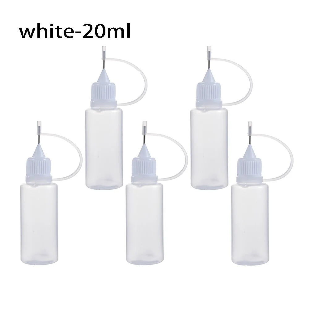 5pcs/set 5/10/20/30/50/100ML Needle Tip Glue Applicator Bottle for Paper Quilling DIY Scrapbooking Paper Craft Tool - White-2