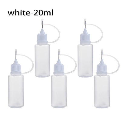 5pcs/set 5/10/20/30/50/100ML Needle Tip Glue Applicator Bottle for Paper Quilling DIY Scrapbooking Paper Craft Tool - White-2