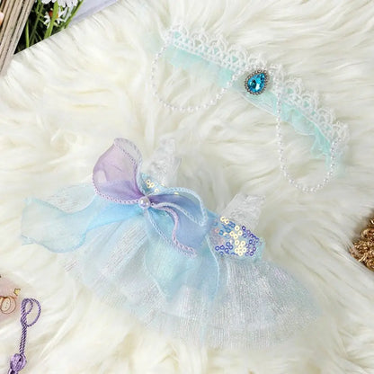 20cm Cotton Doll Clothes With Headwear Bow Headband Accessories Plush Dolls Dresses Skirt Decoration for EXO Idol Doll Access