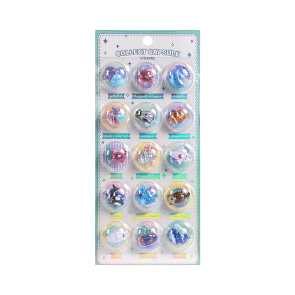 3 pcs/6 pcs Random 3D Creative Space Food Cartoon Round Relief Stickers Scrapbooking Diy Journal Cute Stationery Sticker - BU