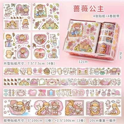 Masking Tape Set, Cute Kawaii Washi Tape, Decorative Masking Tape for Scrapbooking, DIY Crafts, Aesthetic Note Decor, Animal 