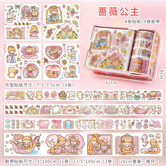 Masking Tape Set, Cute Kawaii Washi Tape, Decorative Masking Tape for Scrapbooking, DIY Crafts, Aesthetic Note Decor, Animal 