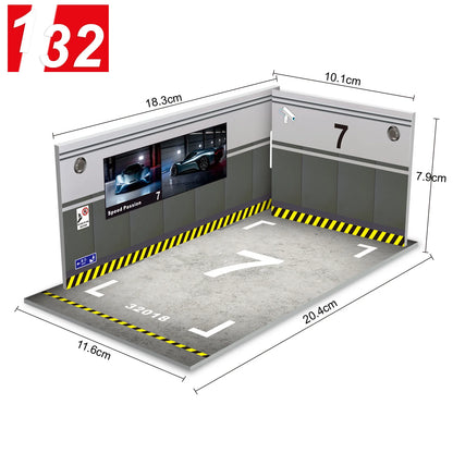 Diorama 1 32 Model Parking Space Diecast Car Miniature Cars Alloy Model PVC Board Scene Garage Background Wall DIY Ornament