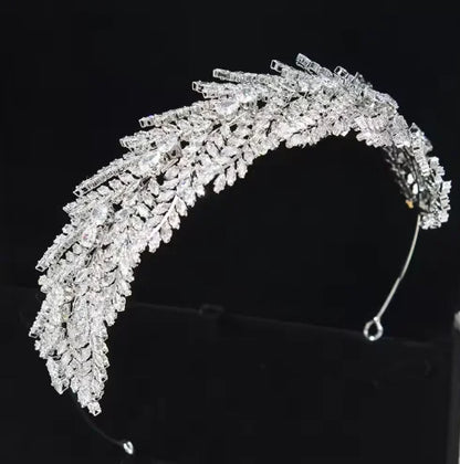 Bridal Hair Jewelry Cubic Zirconia Zircon Tiaras and Crowns Diadem For Brides Women Prom Pageant Headband Wedding Accessories