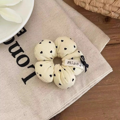 1PC Cute Flower - Shaped Hair Scrunchies for Kids, Heart - Printed Elastic Hair Ties, Sweet Hair Accessories for Girls