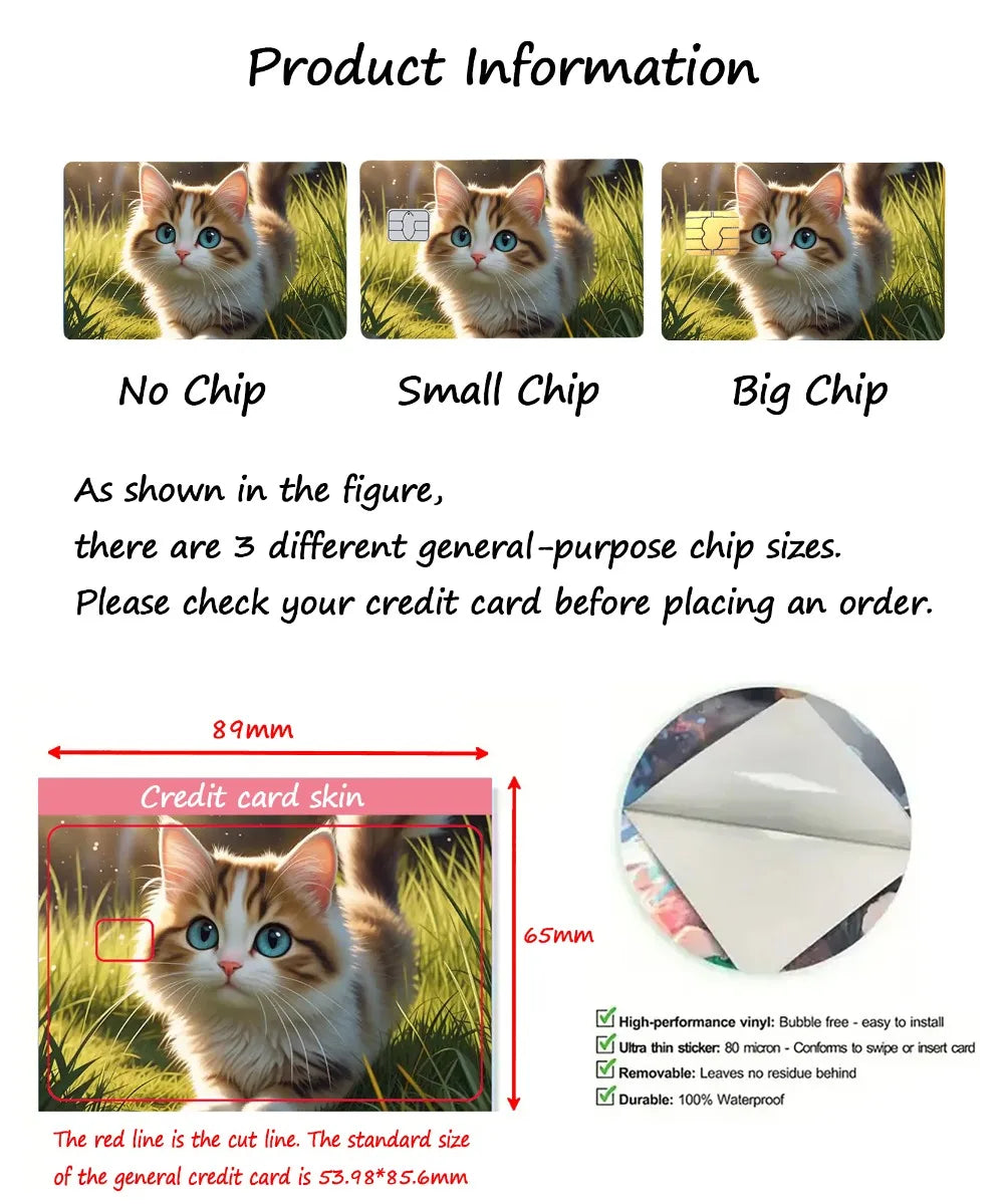 Cartoon Kawaii Chiikawas Credit Card Skin Stickers Cute Matte Sticker for VISA JCB Mastercard and Other IC Card Decorative