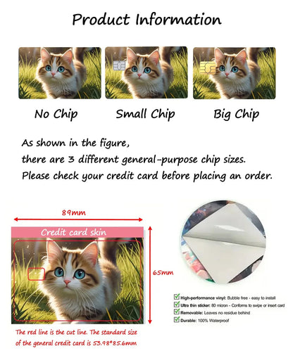 Cartoon Kawaii Chiikawas Credit Card Skin Stickers Cute Matte Sticker for VISA JCB Mastercard and Other IC Card Decorative