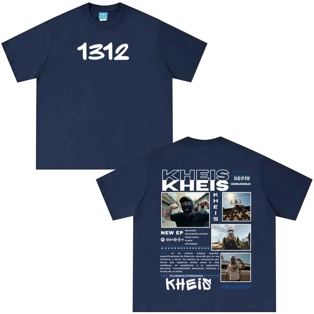 Rapper KHEIS Album Tour Graphics T-shirt Men Women Fashion Hip-hop T-shirts Short-sleeved Loose Casual Cotton Comfort T-shirt