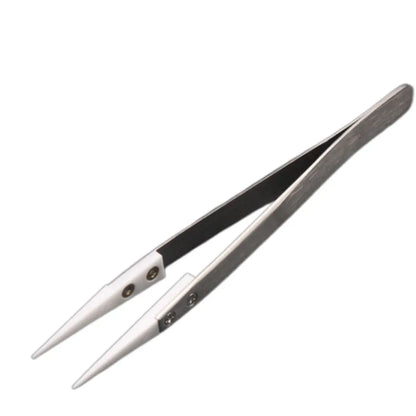 Stainless Steel Ceramic Tipped Tweezers Ceramic Tips Heat Pointed Resistant Heat Resistant Tweezer Fine Pointed Tip - silver 