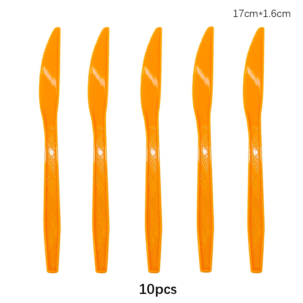 Disposable Knife Fork Spoon Cutlery Set Pink Blue Disposable Tableware Birthday Party Decorations Wedding Baby Shower Supplie