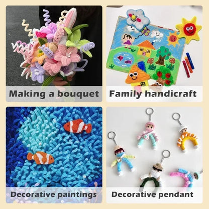 Wholesale Colorful Chenille Stems Pipe Cleaners Plush Tinsel Stem Wired Sticks Twist Stick Hair Strip DIY Craft Educational T