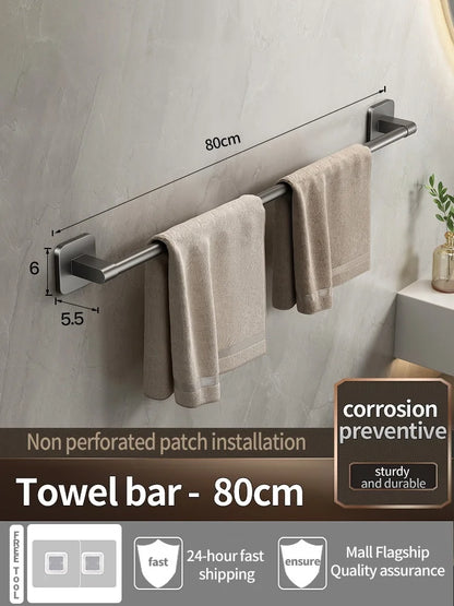 No Need To Drill Walls For Installation Bathroom Towel Bar/Hook/Towel Rack/Kitchen Rag Rack Bathroom Accessories - Gray Towel